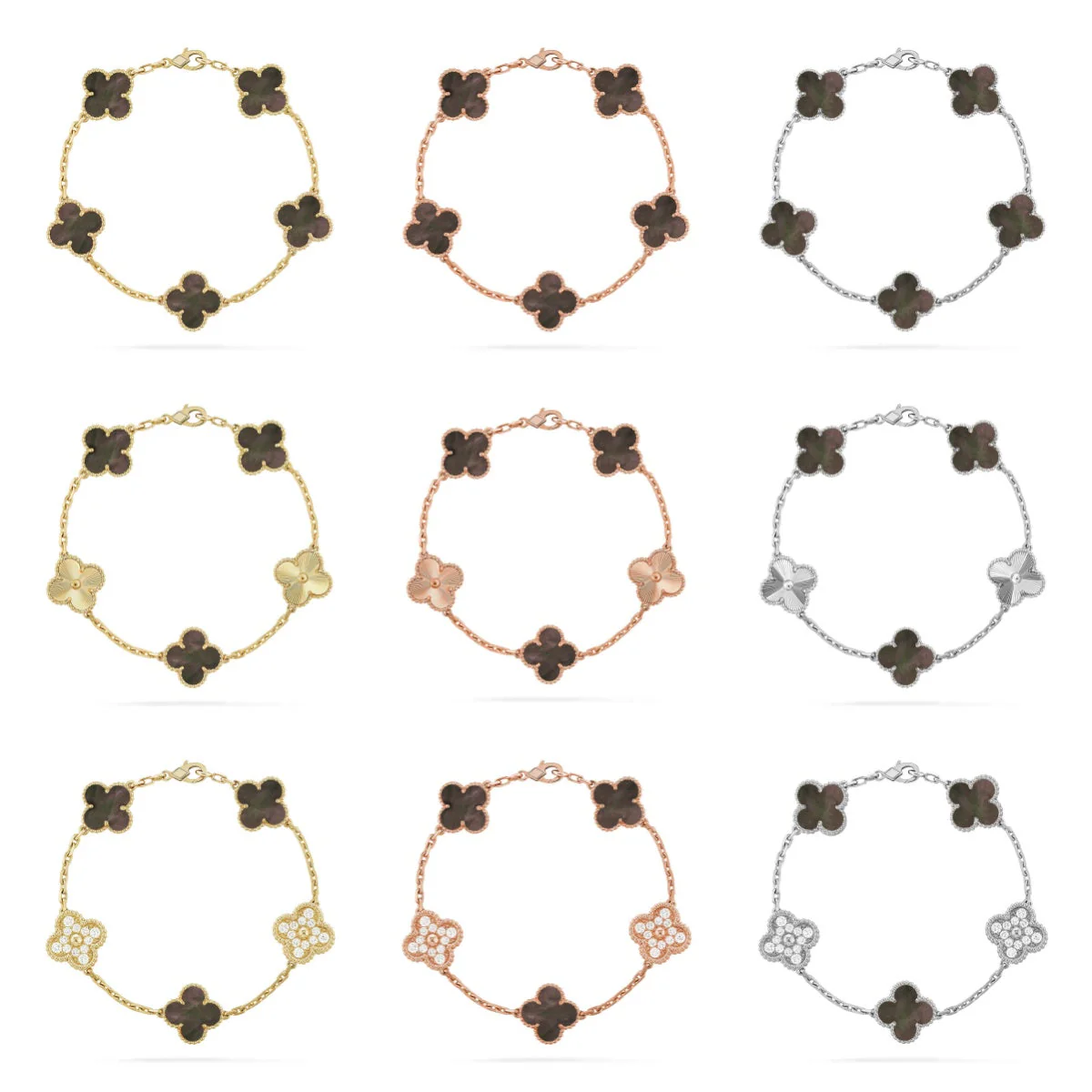 [Stars Jewelry] CLOVER 5 MOTIF GRAY MOP BRACELET COLLECTION