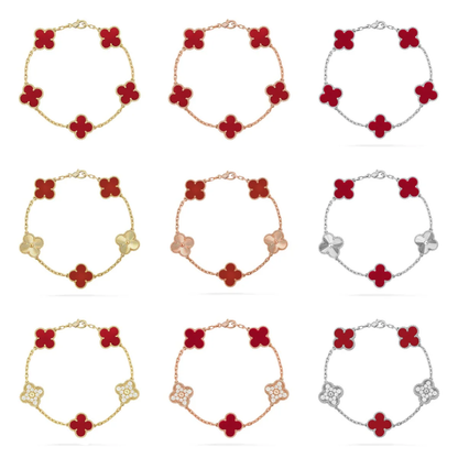 [Stars Jewelry] CLOVER 5 MOTIF RED CORNELIAN BRACELET COLLECTION