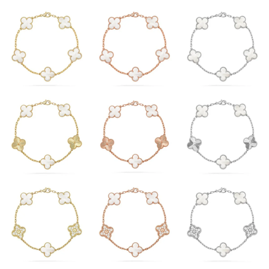 [Stars Jewelry]CLOVER WHITE PEARL MOP 5 MOTIF BRACELET COLLECTION