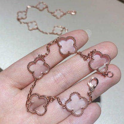 [Stars Jewelry]CLOVER 5 MOTIF ROCK CRYSTAL BRACELET