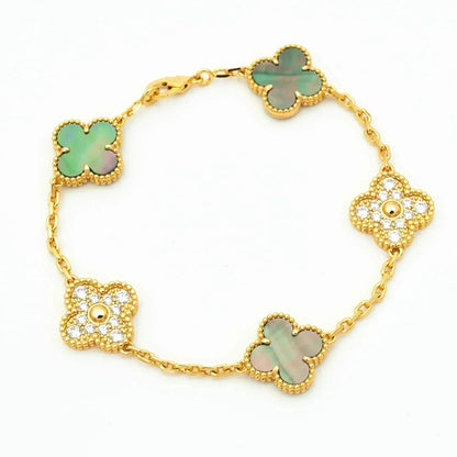 [Stars Jewelry] CLOVER 5 MOTIF GRAY MOP BRACELET COLLECTION