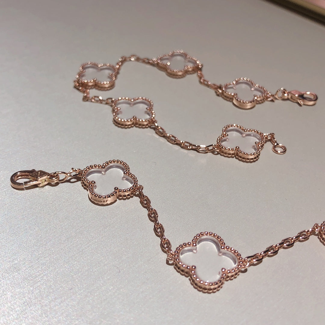 [Stars Jewelry]CLOVER 5 MOTIF ROCK CRYSTAL BRACELET