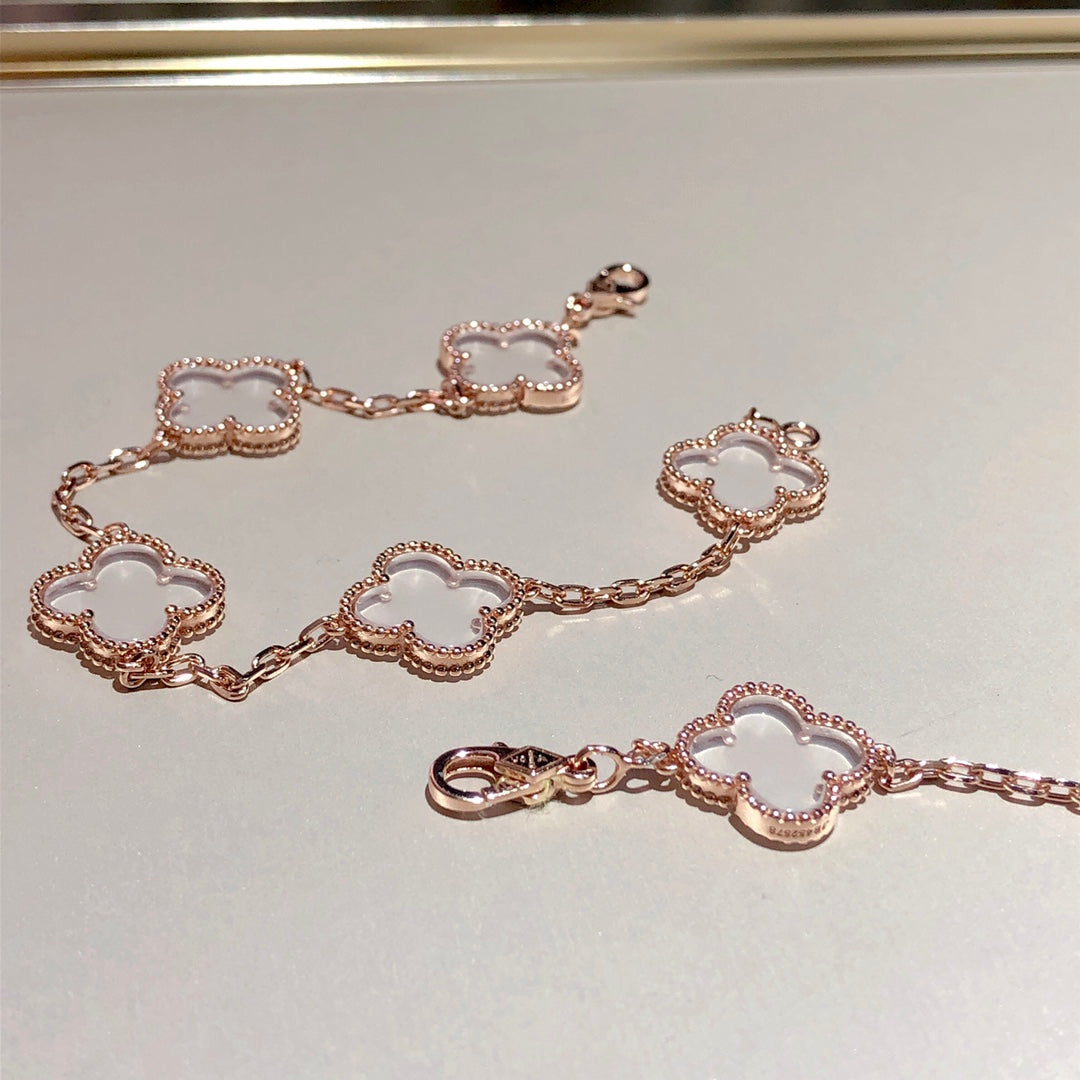 [Stars Jewelry]CLOVER 5 MOTIF ROCK CRYSTAL BRACELET