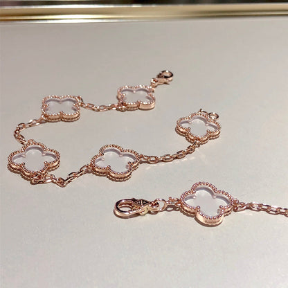 [Stars Jewelry]CLOVER 5 MOTIF ROCK CRYSTAL BRACELET