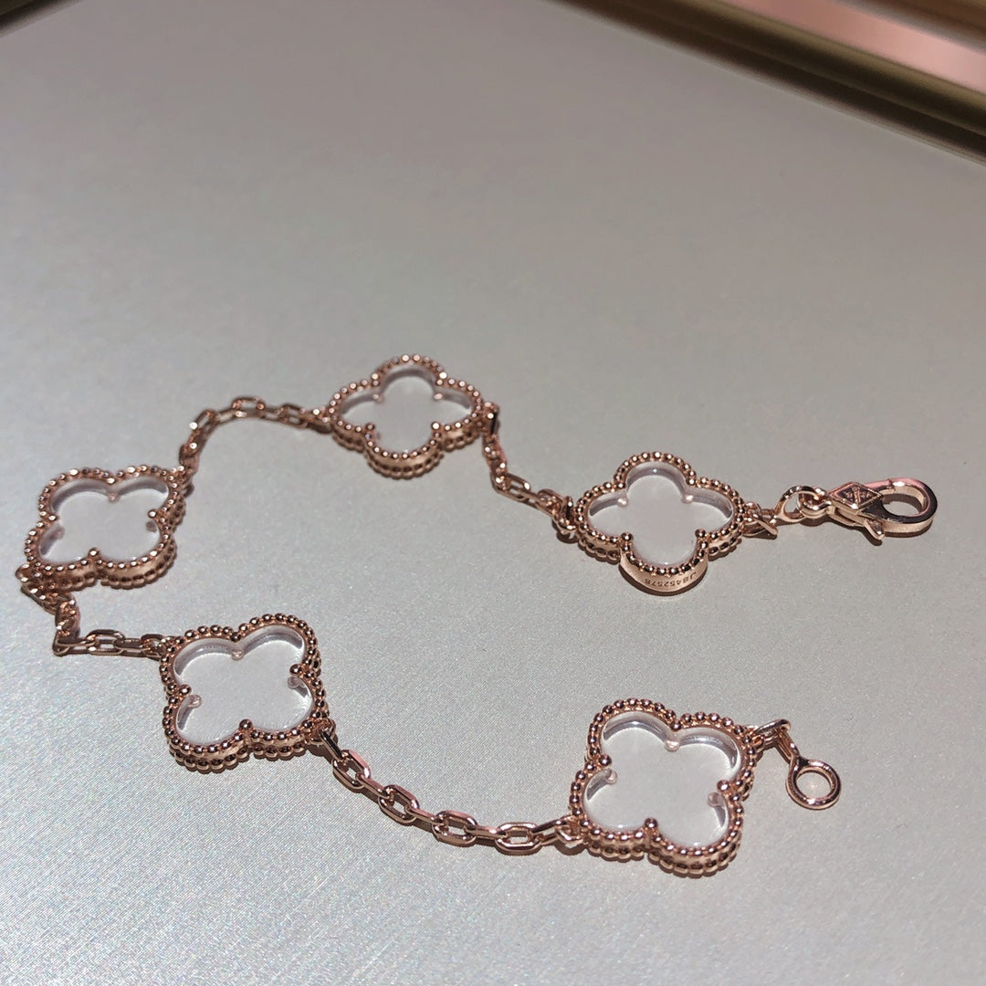 [Stars Jewelry]CLOVER 5 MOTIF ROCK CRYSTAL BRACELET
