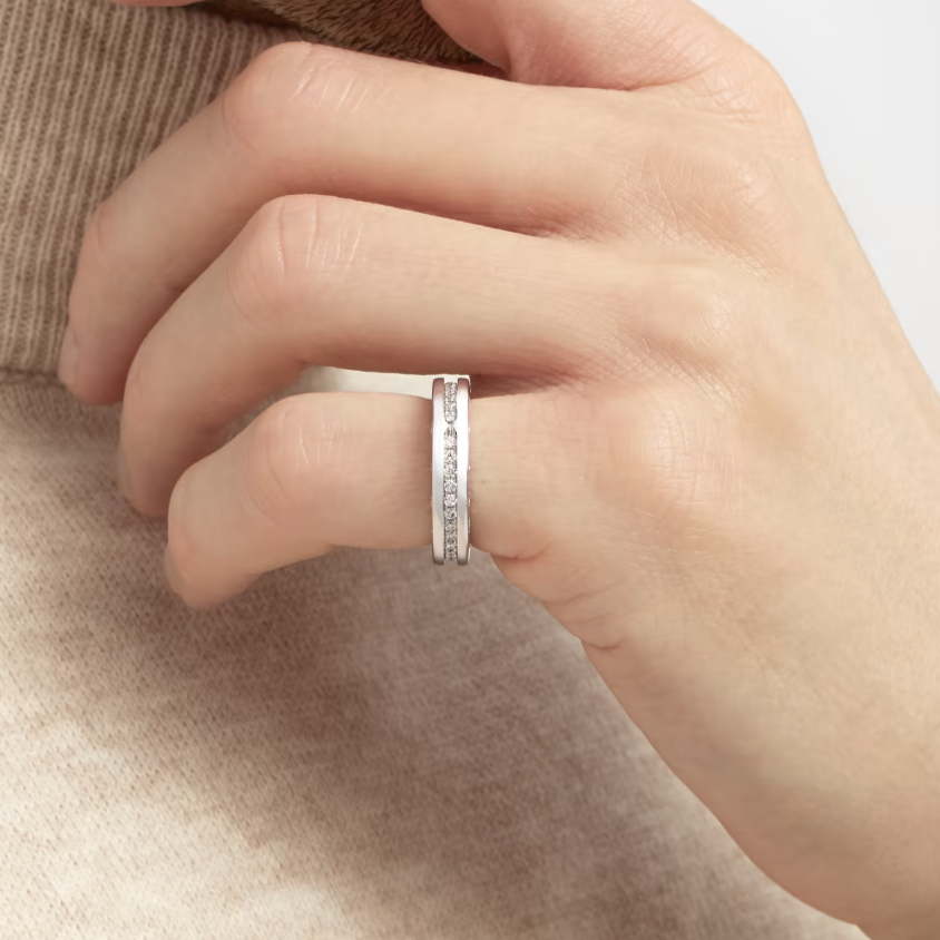 [Stars Jewelry]ZERO 1 ONE-BAND PAVED DIAMONDS ON THE SPIRAL RING