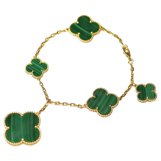 [Stars Jewelry]MAGIC CLOVER MALACHITE GOLD BRACELET 5 MOTIFS