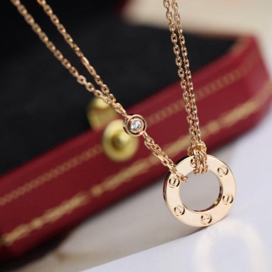 [Stars Jewelry]LOVE NECKLACE ADJUSTABLE ROSE GOLD 2 DIAMOND