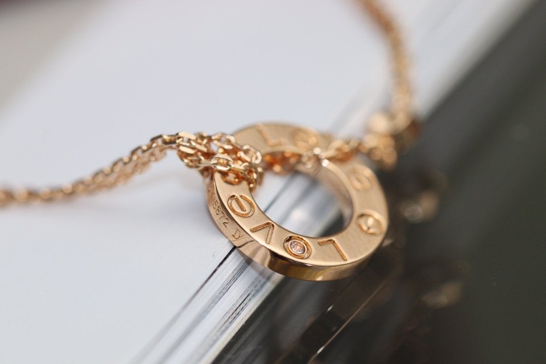 [Stars Jewelry]LOVE NECKLACE ADJUSTABLE ROSE GOLD 2 DIAMOND