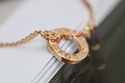 [Stars Jewelry]LOVE NECKLACE ADJUSTABLE ROSE GOLD 2 DIAMOND