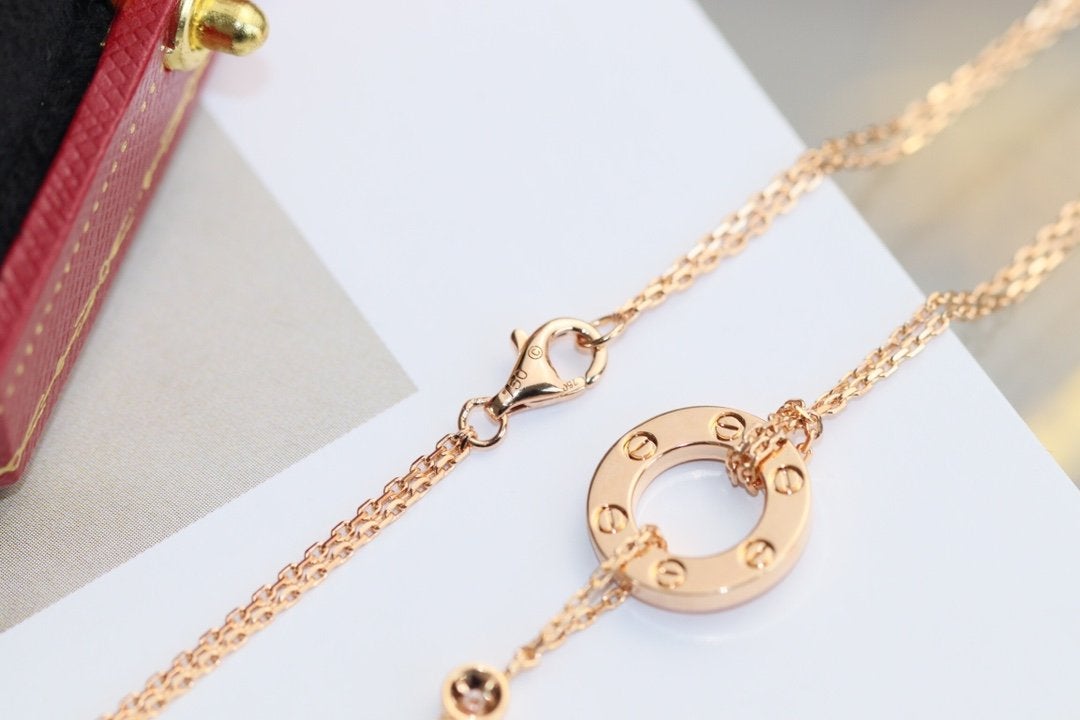 [Stars Jewelry]LOVE NECKLACE ADJUSTABLE ROSE GOLD 2 DIAMOND