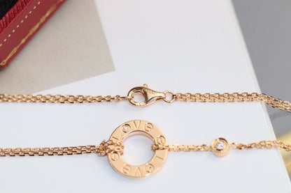 [Stars Jewelry]LOVE NECKLACE ADJUSTABLE ROSE GOLD 2 DIAMOND