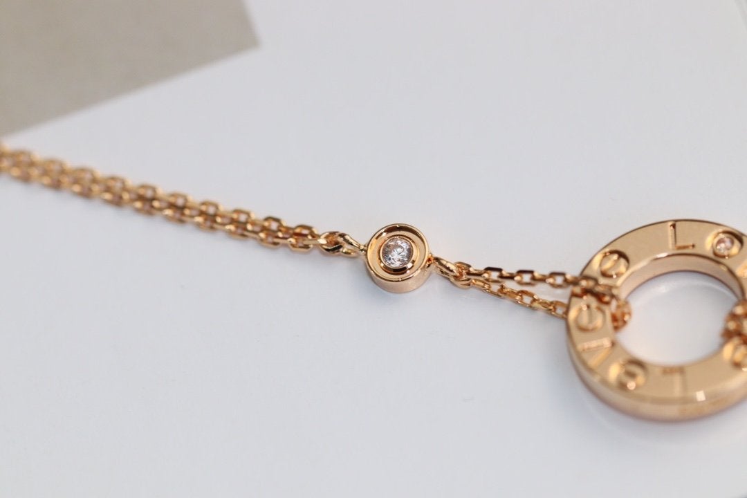 [Stars Jewelry]LOVE NECKLACE ADJUSTABLE ROSE GOLD 2 DIAMOND