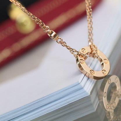 [Stars Jewelry]LOVE NECKLACE ADJUSTABLE ROSE GOLD 2 DIAMOND