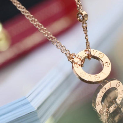 [Stars Jewelry]LOVE NECKLACE ADJUSTABLE ROSE GOLD 2 DIAMOND