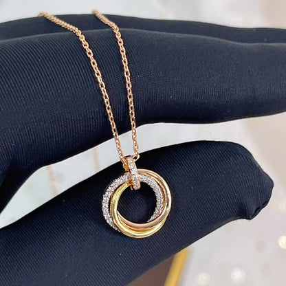 [Stars Jewelry]TRINITY NECKLACE SILVER GOLD PINK GOLD DIAMONDS