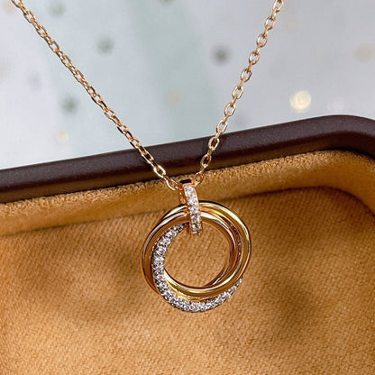 [Stars Jewelry]TRINITY NECKLACE SILVER GOLD PINK GOLD DIAMONDS