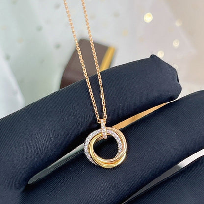 [Stars Jewelry]TRINITY NECKLACE SILVER GOLD PINK GOLD DIAMONDS
