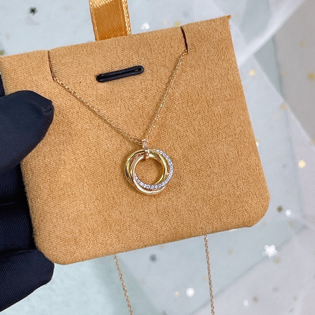 [Stars Jewelry]TRINITY NECKLACE SILVER GOLD PINK GOLD DIAMONDS