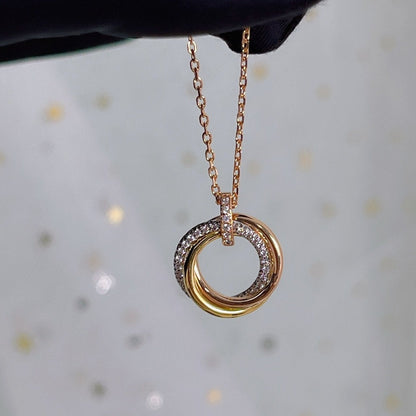 [Stars Jewelry]TRINITY NECKLACE SILVER GOLD PINK GOLD DIAMONDS