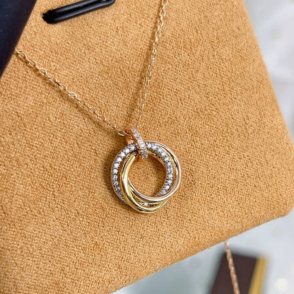 [Stars Jewelry]TRINITY NECKLACE SILVER GOLD PINK GOLD DIAMONDS