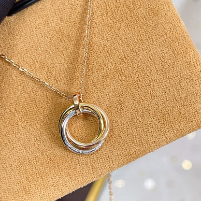 [Stars Jewelry]TRINITY NECKLACE SILVER GOLD PINK GOLD DIAMONDS