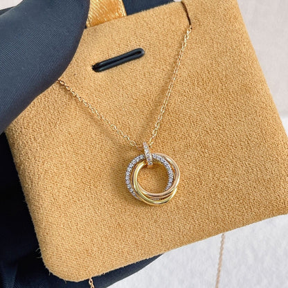 [Stars Jewelry]TRINITY NECKLACE SILVER GOLD PINK GOLD DIAMONDS