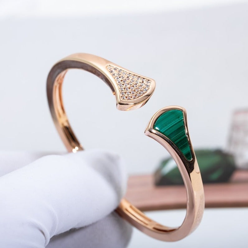 [Stars Jewelry]DREAM BRACELET OPEN MALACHITE PINK GOLD