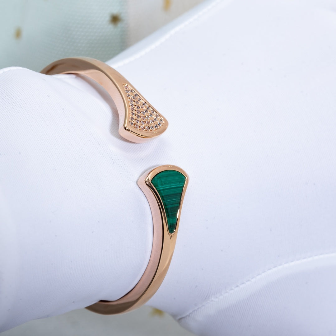 [Stars Jewelry]DREAM BRACELET OPEN MALACHITE PINK GOLD