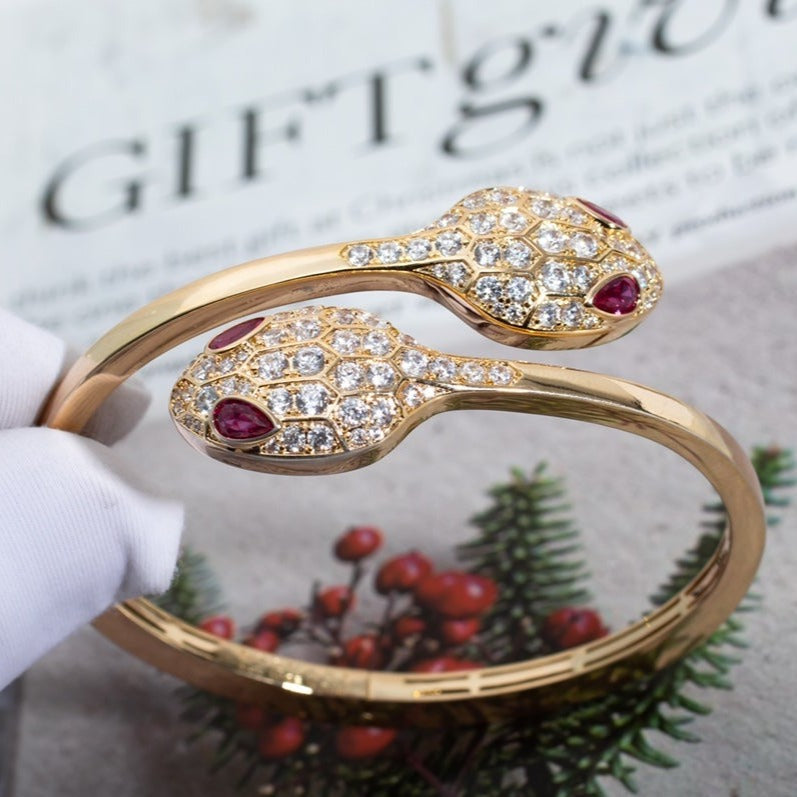 [Stars Jewelry]SERPENTI BRACELET PINK GOLD DIAMOND DOUBLE SNAKE