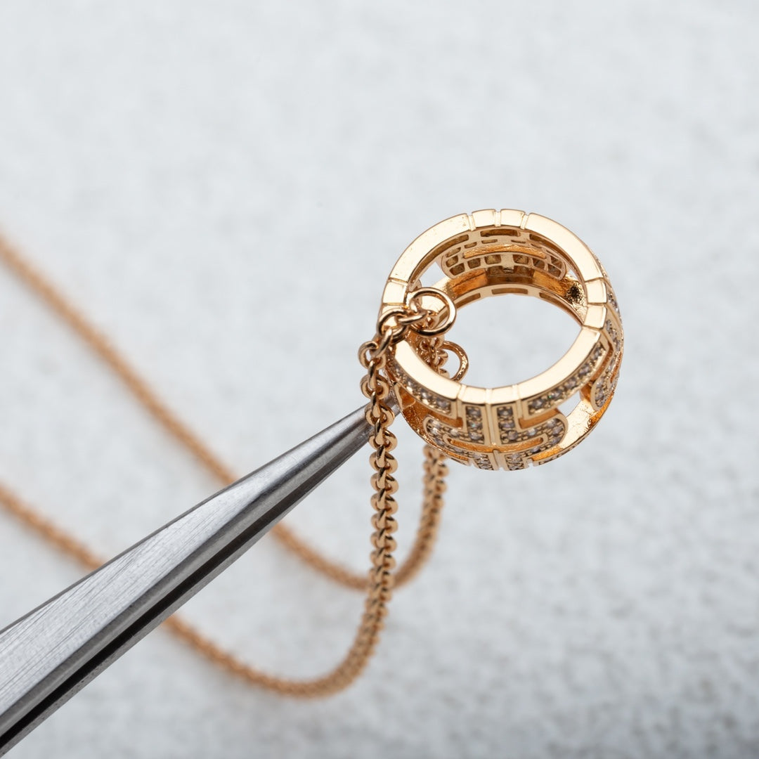 [Stars Jewelry]PARENTESI NECKLACE PINK GOLD DIAMOND
