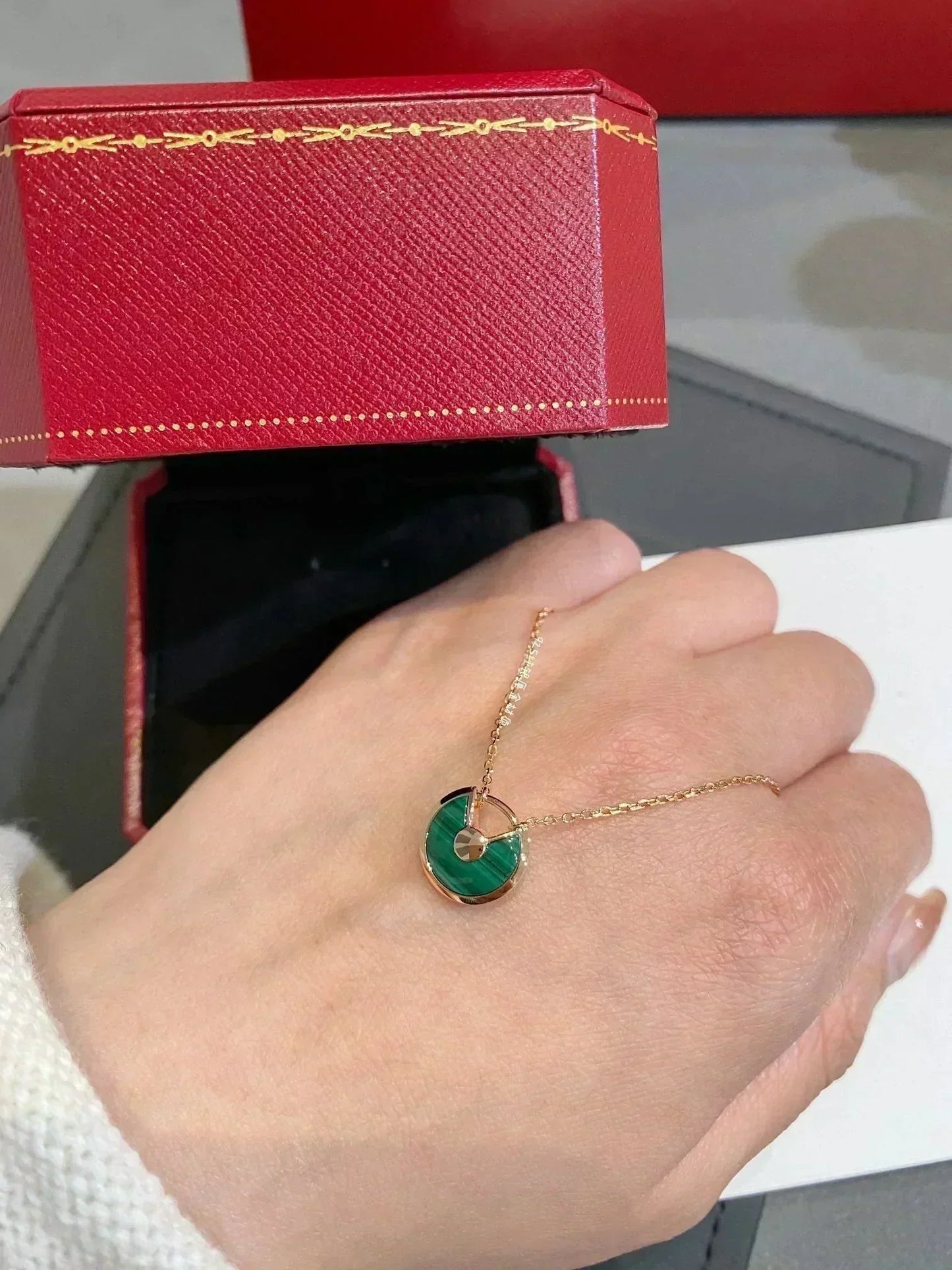 [Stars Jewelry]AMULETTE ROSE GOLD MALACHITE NECKLACE
