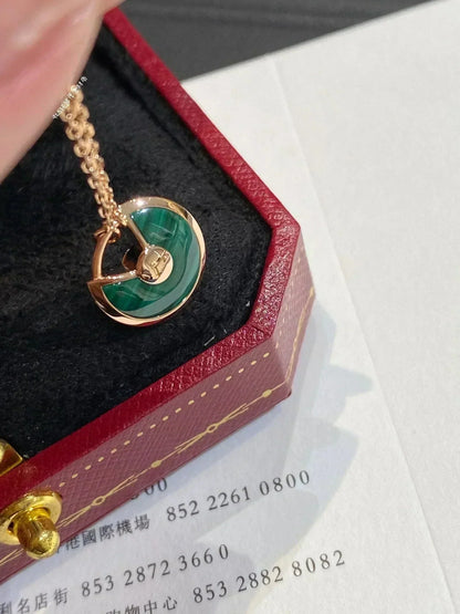 [Stars Jewelry]AMULETTE ROSE GOLD MALACHITE NECKLACE