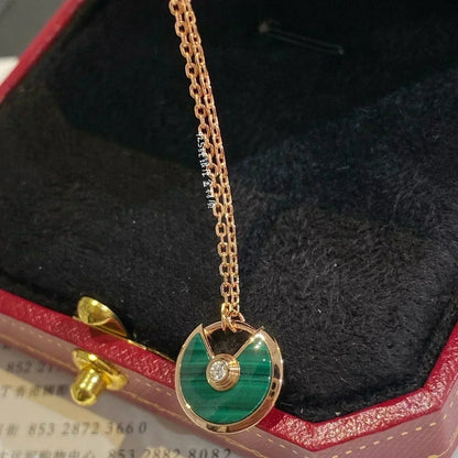[Stars Jewelry]AMULETTE ROSE GOLD MALACHITE NECKLACE