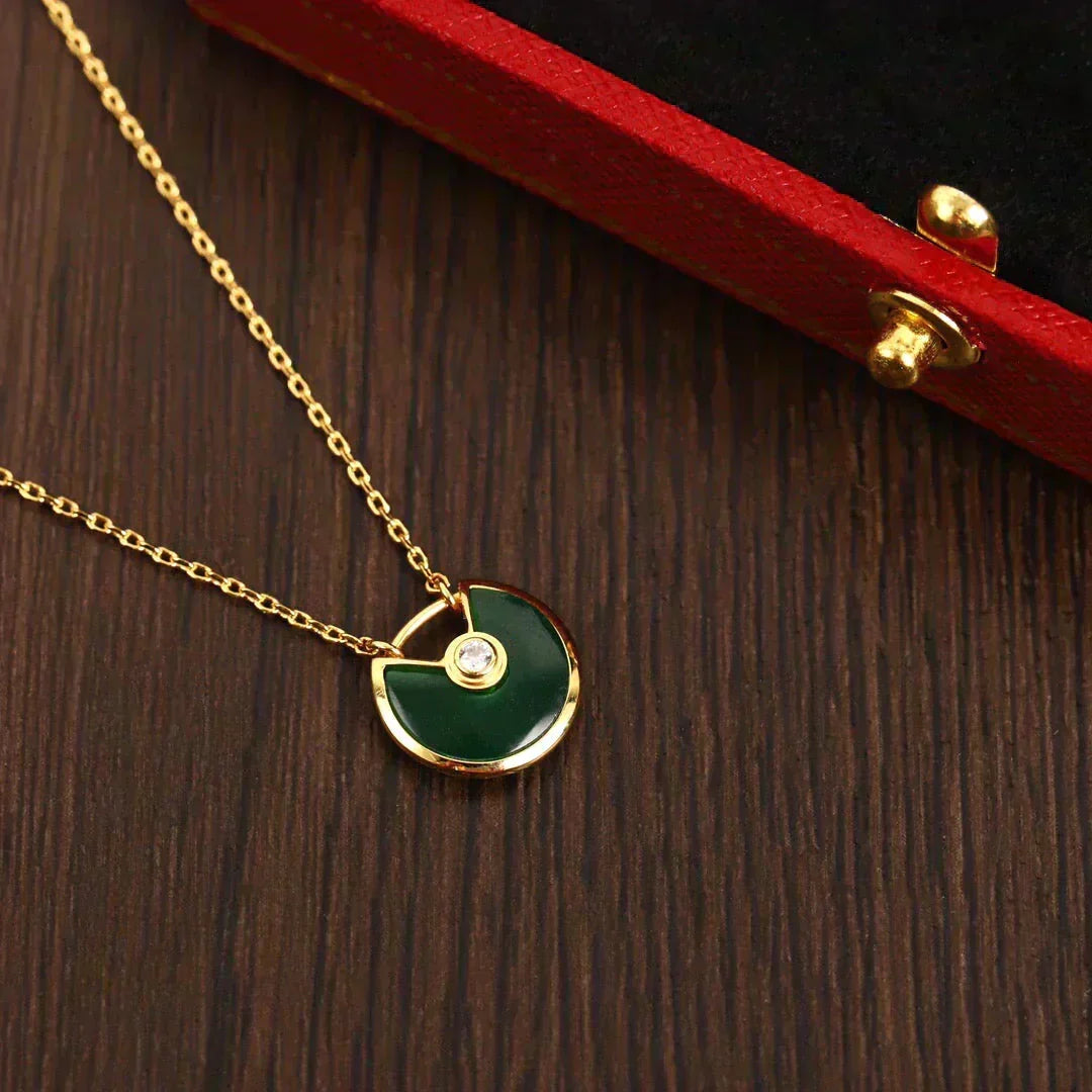 [Stars Jewelry]AMULETTE GOLD MALACHITE NECKLACE