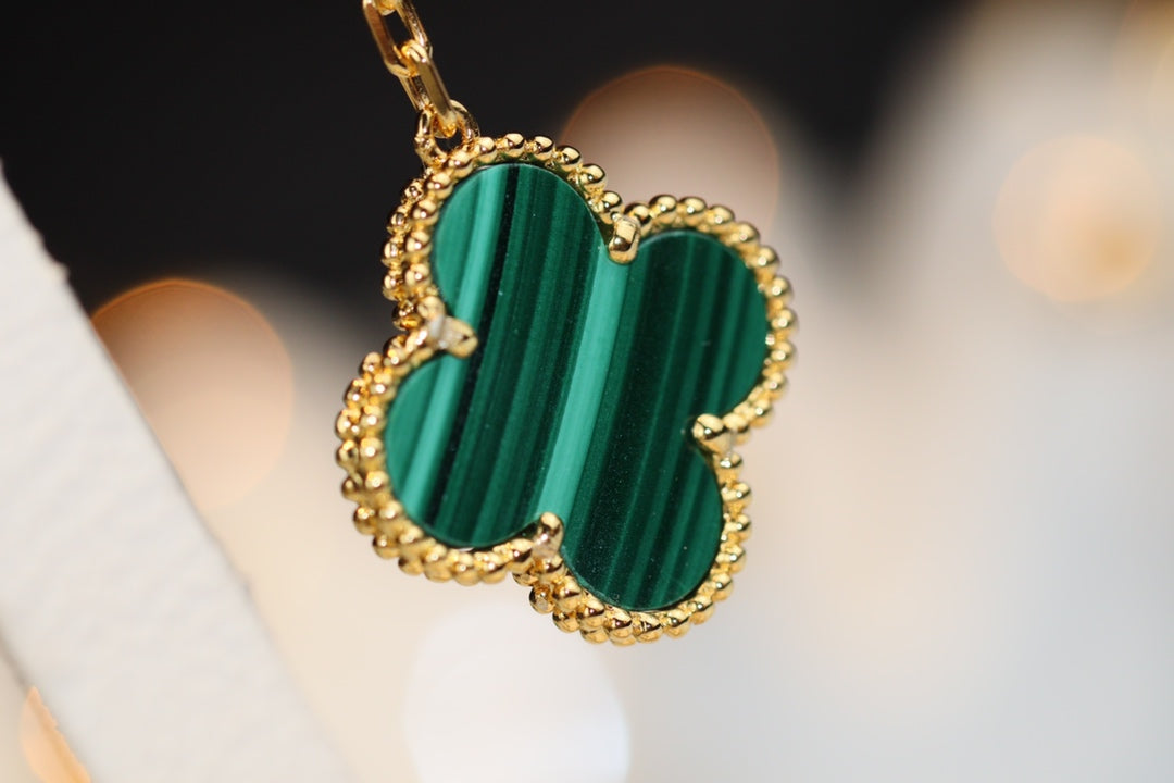 [Stars Jewelry]CLOVER EARRINGS GOLD MALACHITE DIAMOND 3 MOTIF