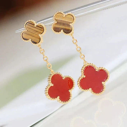 [Stars Jewelry]CLOVER  2 MOTIF  TIGER EYE CARNELIAN EARRINGS