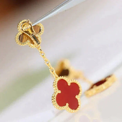 [Stars Jewelry]CLOVER  2 MOTIF  TIGER EYE CARNELIAN EARRINGS
