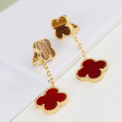 [Stars Jewelry]CLOVER  2 MOTIF  TIGER EYE CARNELIAN EARRINGS
