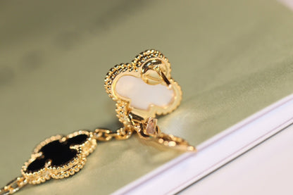[Stars Jewelry]CLOVER EARRINGS GOLD ONYX MOP 3 MOTIF
