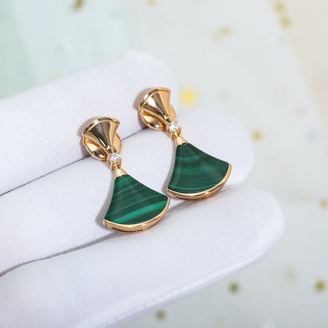 [Stars Jewelry]DREAM MALACHITE PINK GOLD EARRINGS