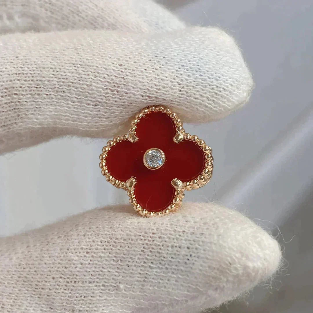 [Stars Jewelry]CLOVER MEDIUM 1 MOTIFS CARNELIAN  DIAMOND earrings