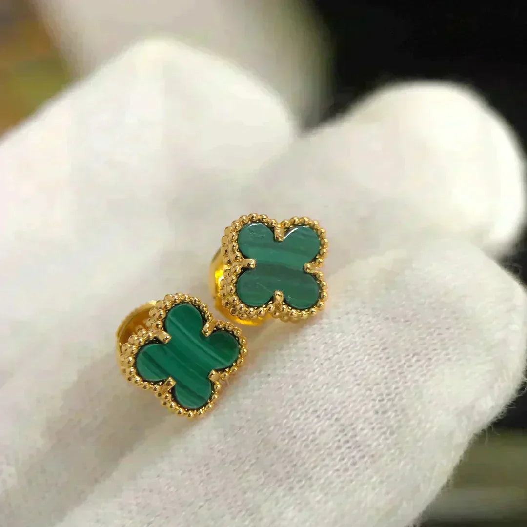 [Stars Jewelry]CLOVER MINI 9.5MM MALACHITE  EARRINGS