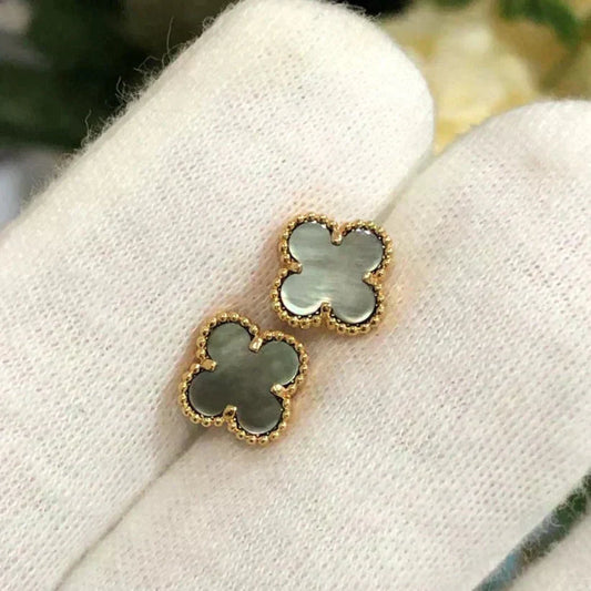 [Stars Jewelry]CLOVER MINI 9.5MM GRAY MOP EARRINGS