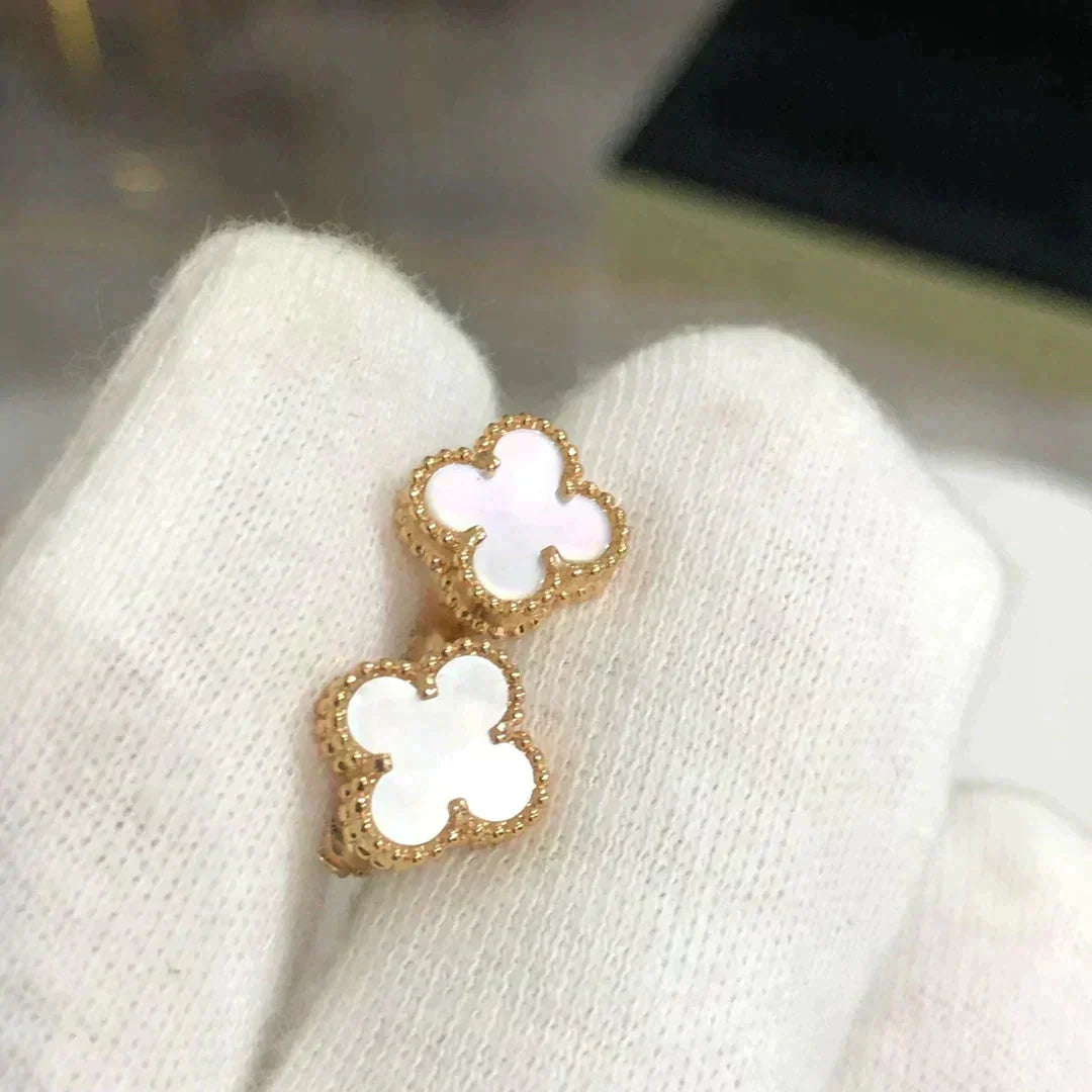 [Stars Jewelry]CLOVER MINI 9.5MM WHITE MOP EARRINGS
