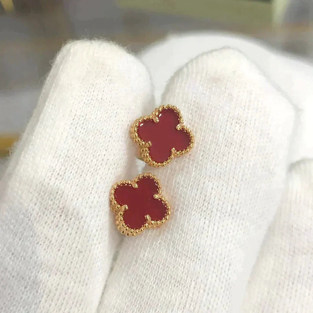 [Stars Jewelry]CLOVER MINI 9.5MM CARNELIAN EARRINGS