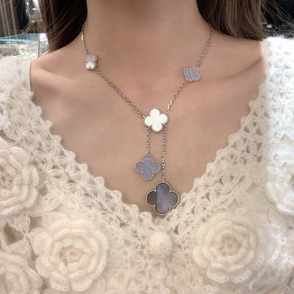 [Stars Jewelry]CLOVER MOP CHALCEDONY NECKLACE SILVER 6 MOTIF