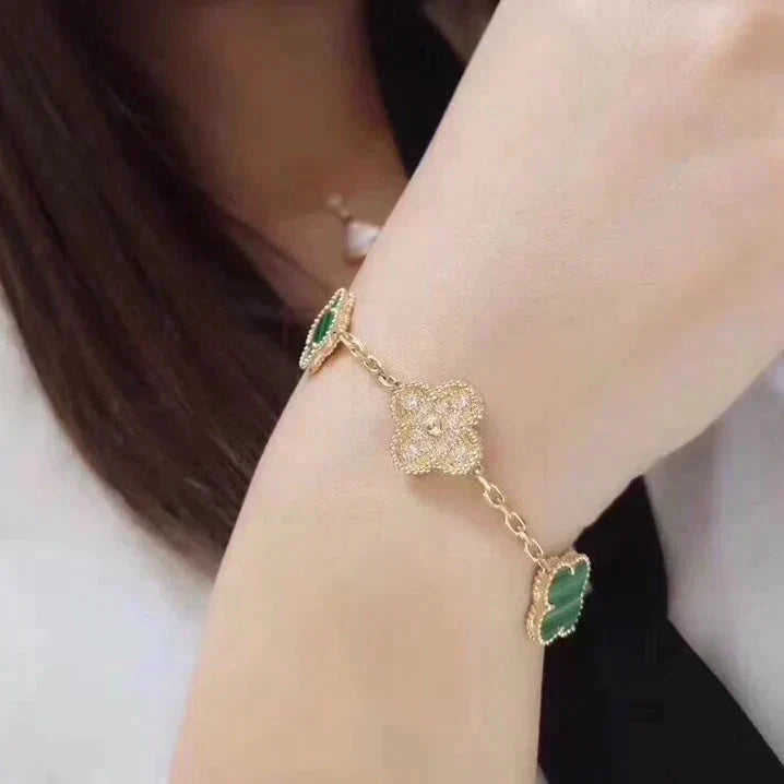 [Stars Jewelry] CLOVER 5 MOTIF MALACHITE BRACELET COLLECTION