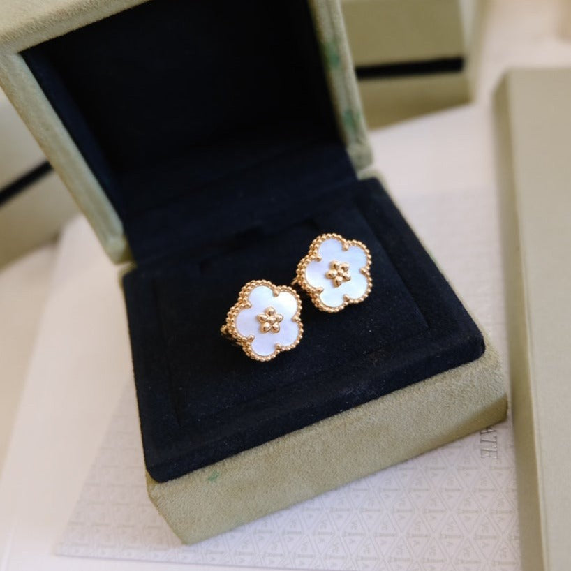 [Stars Jewelry]LUCKY PINK GOLD WHITE MOP EARRINGS