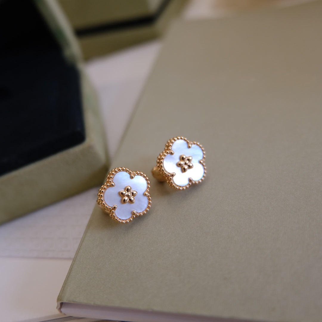 [Stars Jewelry]LUCKY PINK GOLD WHITE MOP EARRINGS